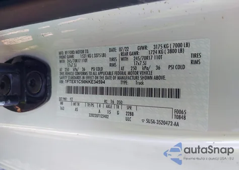 2022 Ford F-150 Xl from USA, damaged, VIN 1FTEX1C56NKE34594